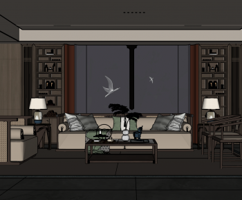 New Chinese Style A Living Room-ID:764713054