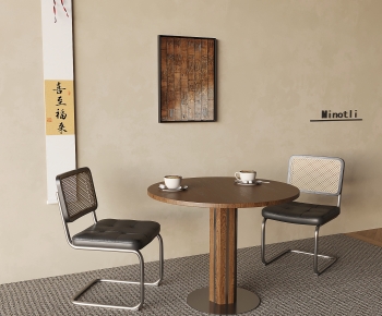 现代中古风圆形休闲桌椅组合-ID:424932968