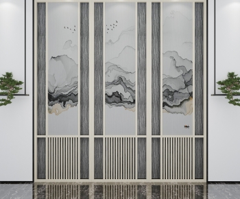 New Chinese Style TV Wall-ID:825989965