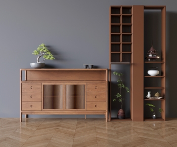 现代中古风边柜茶水柜组合-ID:405826096