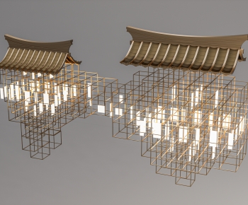 新中式古建筑屋顶艺术吊灯组合-ID:711143021