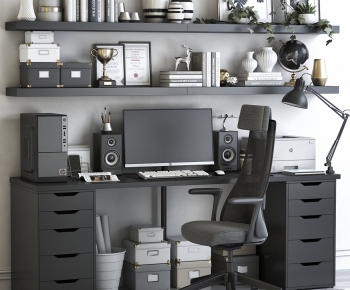 Modern Office Desk And Chair-ID:853259621