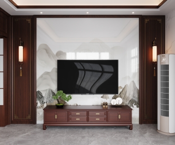 New Chinese Style TV Wall-ID:785660718