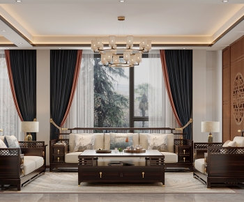 New Chinese Style A Living Room-ID:700191024