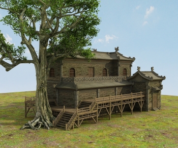 Chinese Style Ancient Architectural Buildings-ID:395867113