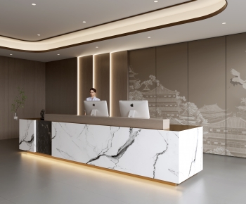 新中式公司前台接待大厅-ID:143629078
