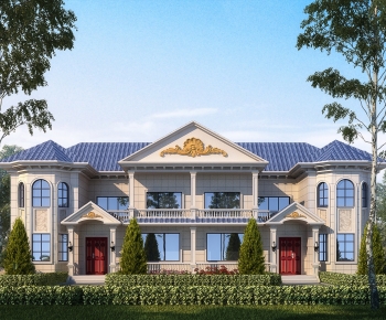 Simple European Style Double Townhouse-ID:520263917
