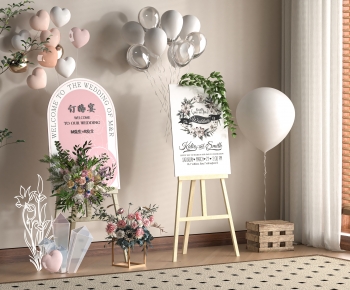现代婚礼花艺指示牌组合-ID:347759967