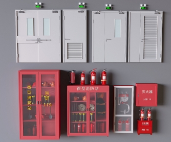 现代灭火器消防栓组合-ID:299015053
