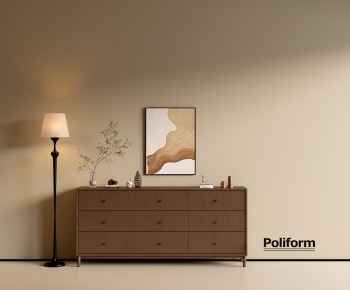 Poliform现代中古风实木边柜-ID:380051191