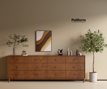 Poliform现代中古风实木矮边柜-ID:883249046