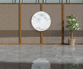 新中式木质屏风隔断-ID:845006944