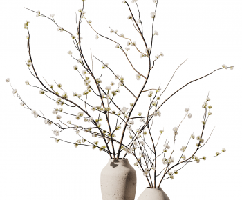 现代白色花瓶雪柳枝条插花组合-ID:792634968
