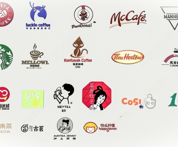 现代奶茶咖啡店logo组合-ID:975094083