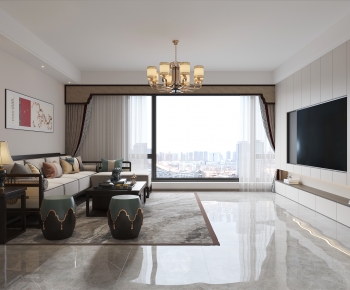 New Chinese Style A Living Room-ID:845406067