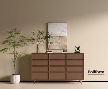 Poliform现代中古风实木边柜-ID:420208935