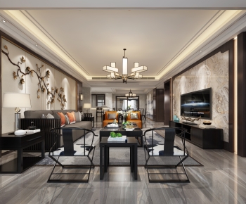 New Chinese Style A Living Room-ID:125181918