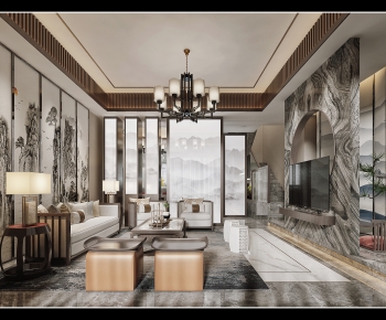 New Chinese Style A Living Room-ID:306945093