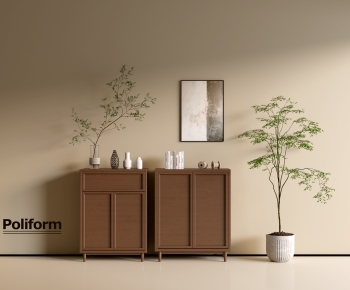 poliform现代中古风实木边柜组合-ID:419665105