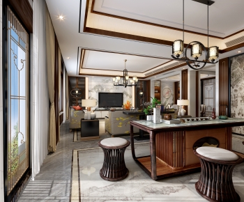 New Chinese Style A Living Room-ID:464987999