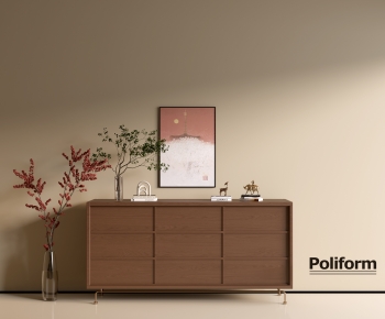 poliform现代中古风实木边柜-ID:997240073
