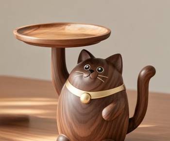 现代实木小猫圆几-ID:117861039