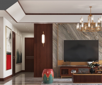 New Chinese Style A Living Room-ID:555351974