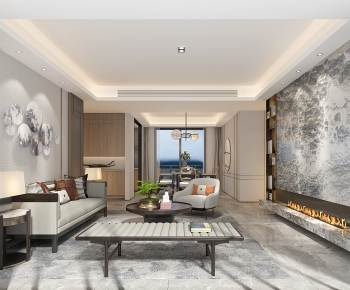 New Chinese Style A Living Room-ID:770582916