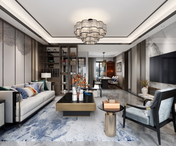 New Chinese Style A Living Room-ID:221293937