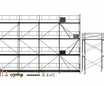 现代建筑脚手架组合-ID:549931053