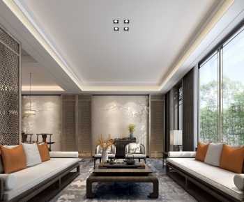 New Chinese Style A Living Room-ID:921643021