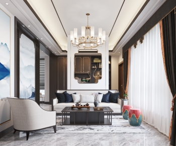 New Chinese Style A Living Room-ID:839433915