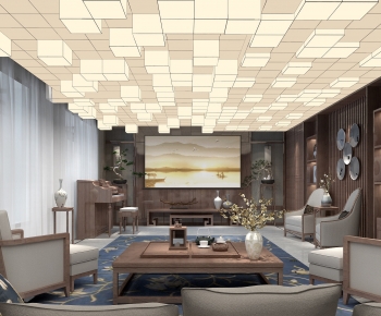 New Chinese Style A Living Room-ID:964776993