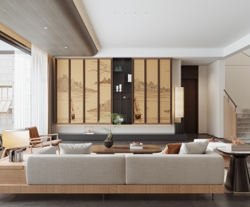 New Chinese Style A Living Room-ID:100487958