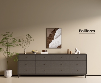 Poliform现代灰色实木边柜-ID:557482002