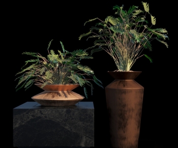 Wabi-sabi Style Potted Green Plant-ID:201663977