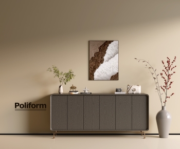 Poliform现代灰色实木边柜-ID:347600943