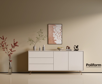 Poliform现代奶油风白色边柜-ID:798441892