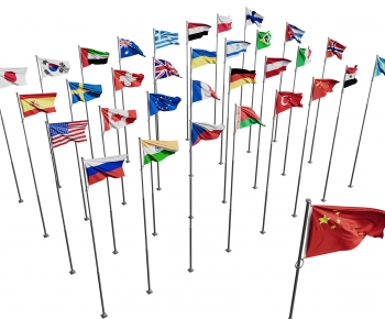 现代国旗旗杆组合-ID:530553106
