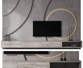Wabi-sabi Style TV Wall-ID:821775919