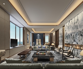 New Chinese Style A Living Room-ID:452053071