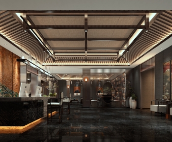 新中式酒店大堂大厅-ID:696752071