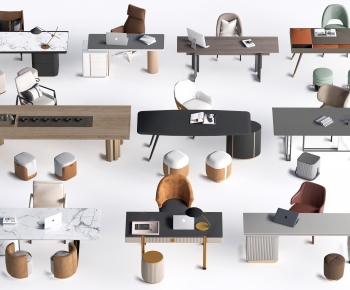 Modern Office Desk And Chair-ID:583812009