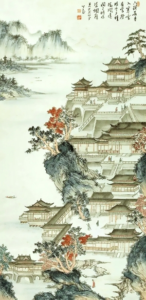 新中式山水装饰画-ID:442595969