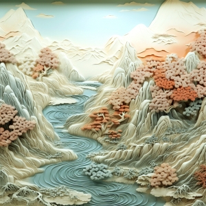 新中式浮雕山水装饰画-ID:896981954