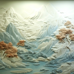 新中式浮雕山水装饰画-ID:619102005