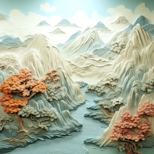 新中式浮雕山水装饰画-ID:700228937