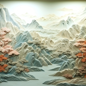 新中式浮雕山水装饰画-ID:191723113