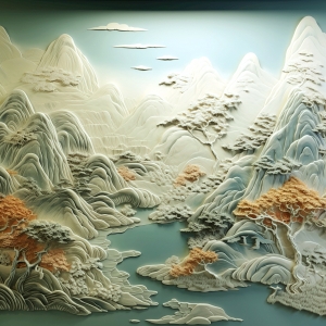 新中式浮雕山水装饰画-ID:726156002