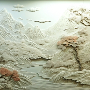 新中式浮雕山水装饰画-ID:787797932